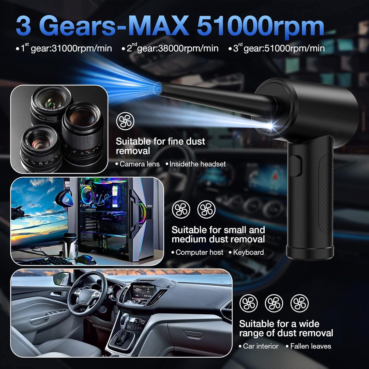 Powerful Cordless Air Duster: 51,000 RPM & Rechargeable! - Image 3