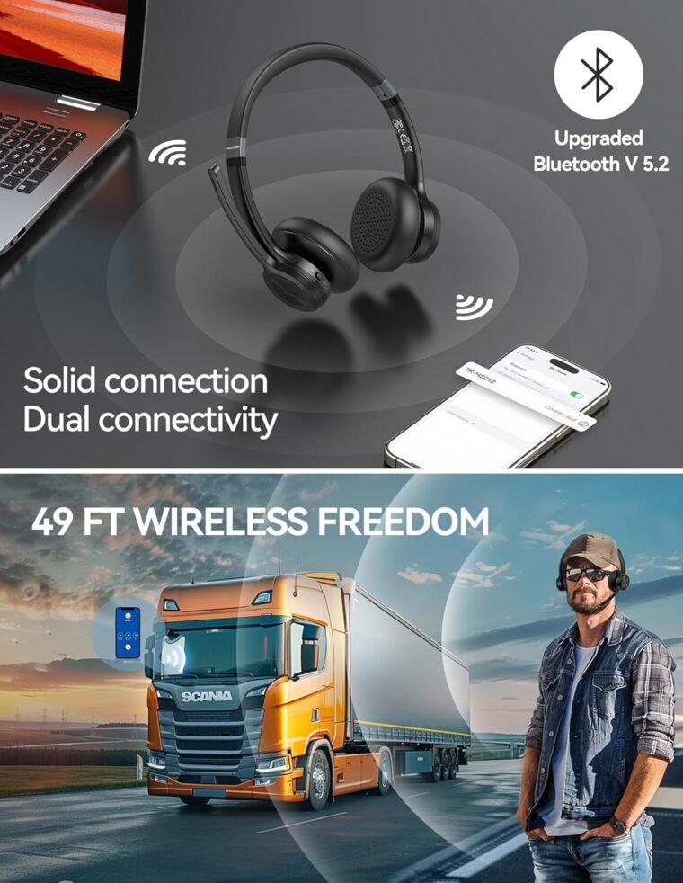 TECKNET Wireless Headset: 50H Playtime & AI Noise Cancelling! - Image 3