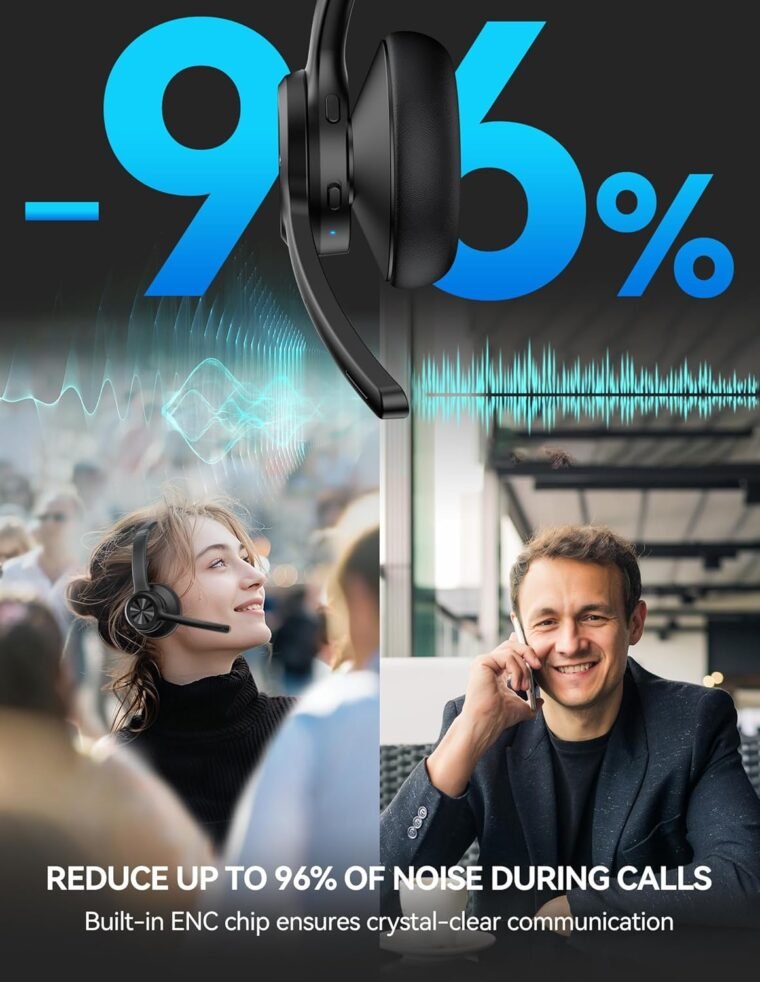 TECKNET Wireless Headset: 50H Playtime & AI Noise Cancelling! - Image 5