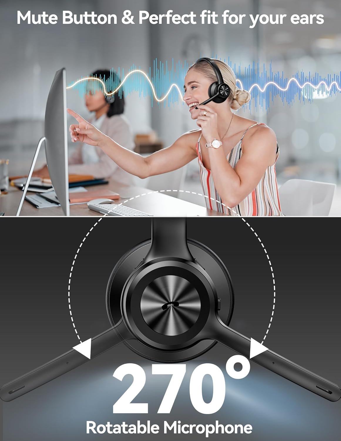 TECKNET Wireless Headset: 50H Playtime & AI Noise Cancelling! - Image 6