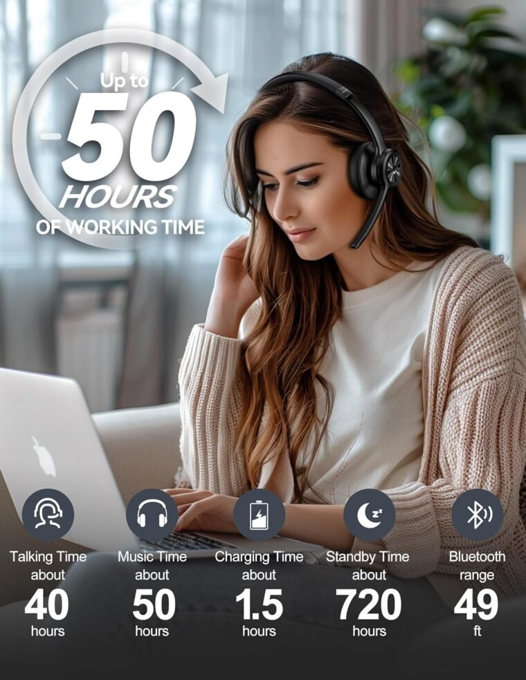 TECKNET Wireless Headset: 50H Playtime & AI Noise Cancelling! - Image 7