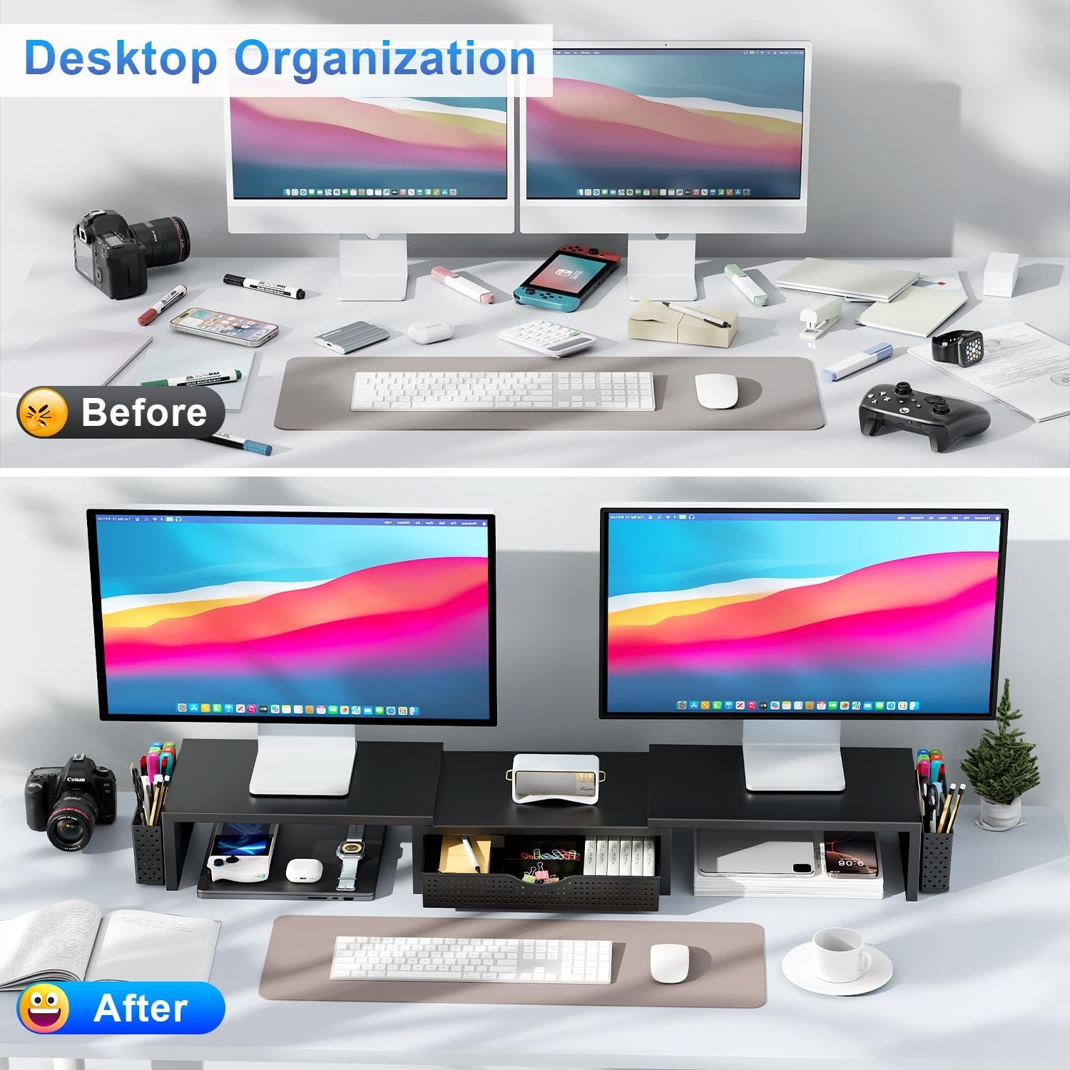 Maximize Space: Gianotter Dual Monitor Stand & Organizer - Image 3