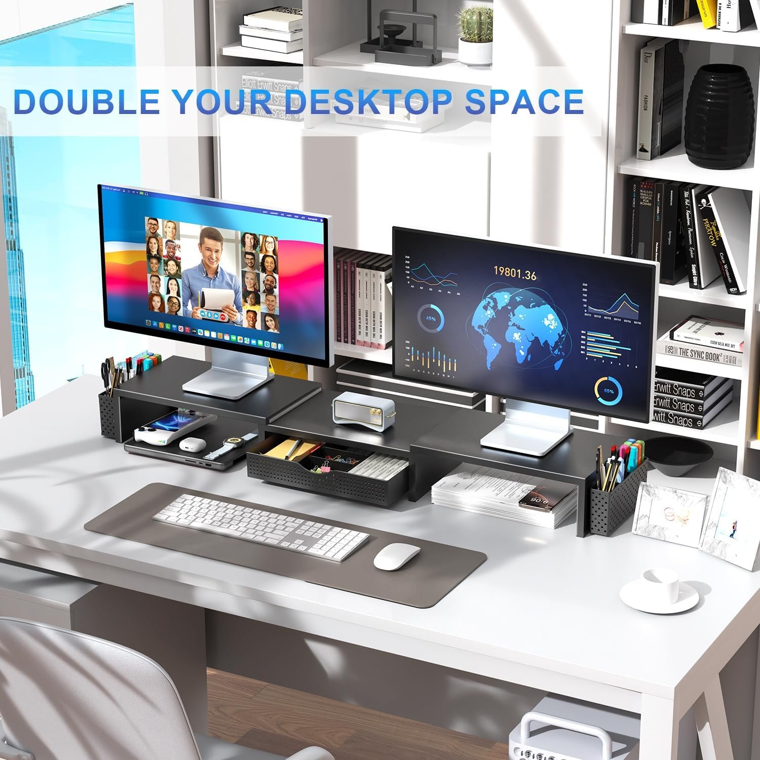Maximize Space: Gianotter Dual Monitor Stand & Organizer - Image 4