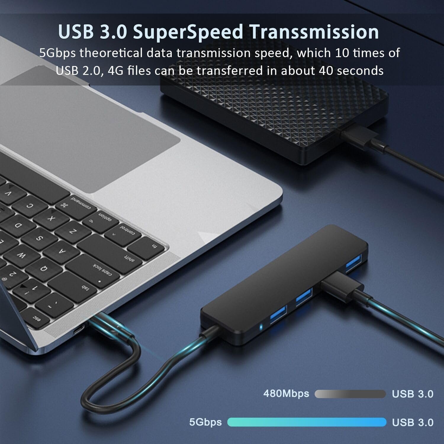 VIENON 4-Port USB 3.0 Hub: Expand Your Connectivity Easily! - Image 4