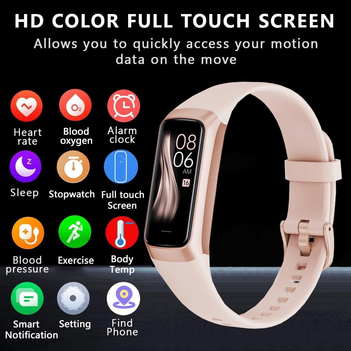 Fitness Tracker: 24/7 Heart Rate & Sleep Monitor in Pink! - Image 3