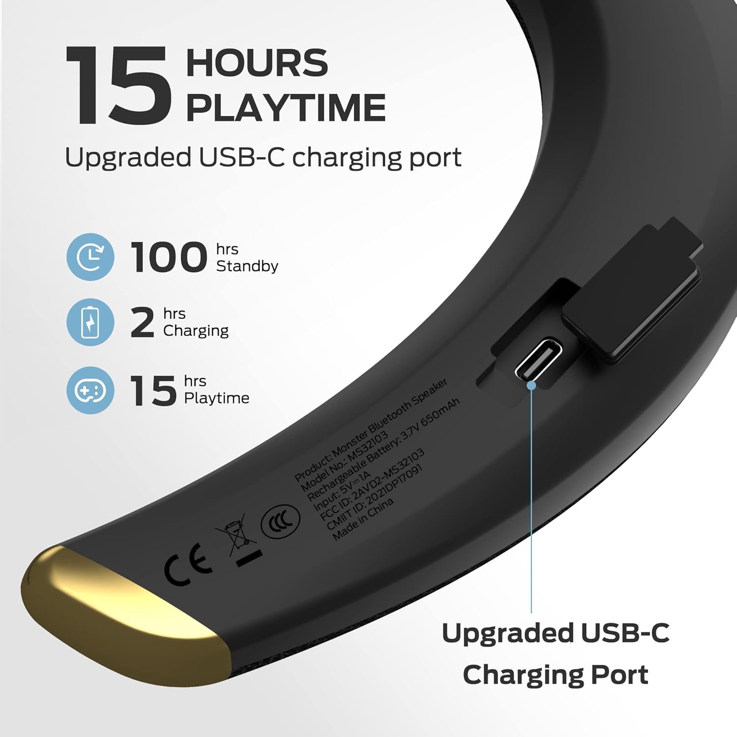 Monster Boomerang Neckband Speakers: 15H Playtime & Waterproof! - Image 5