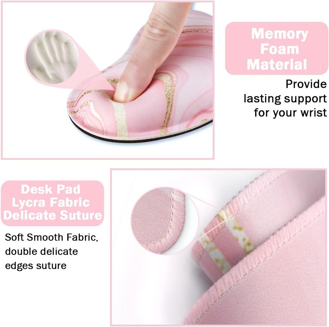 Chic Pink Gold Keyboard Mouse Pad Set: Ergonomic Support! - Image 3