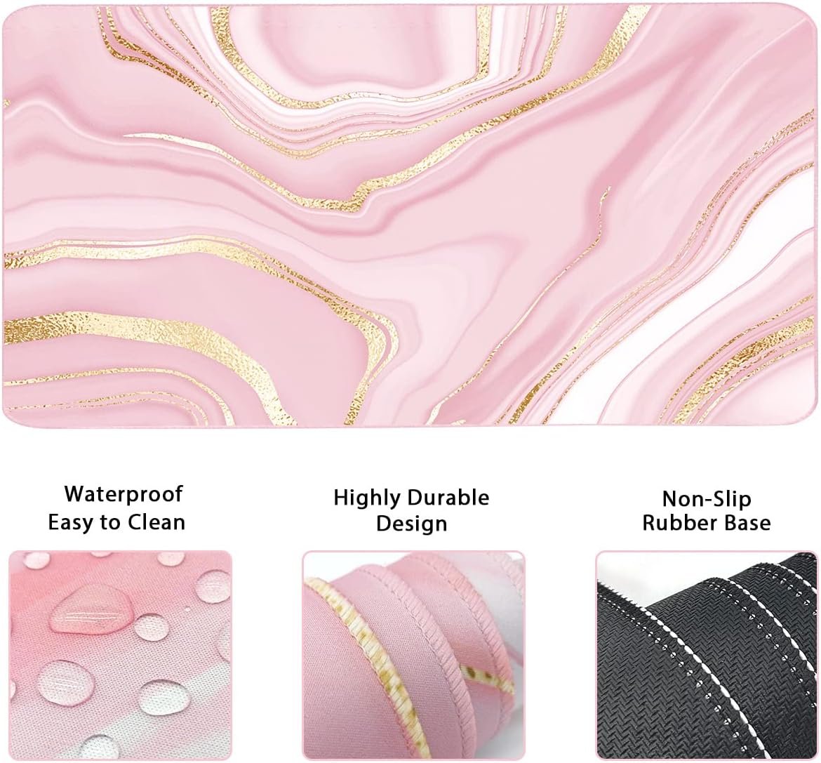 Chic Pink Gold Keyboard Mouse Pad Set: Ergonomic Support! - Image 5