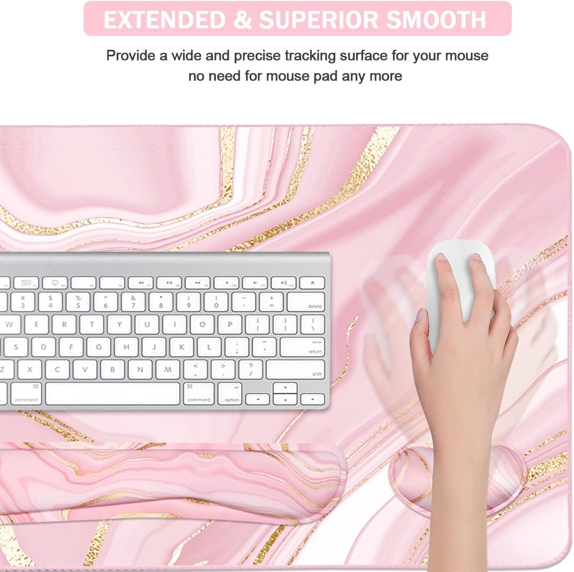Chic Pink Gold Keyboard Mouse Pad Set: Ergonomic Support! - Image 6