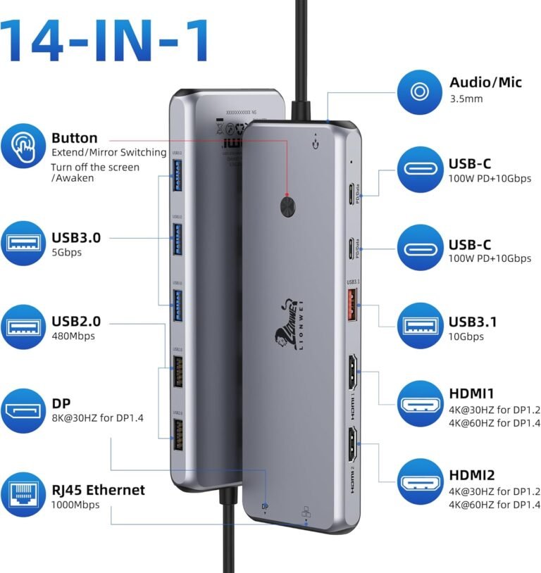 Ultimate 13-in-1 USB C Dock: Triple Display & 8 Ports! - Image 3