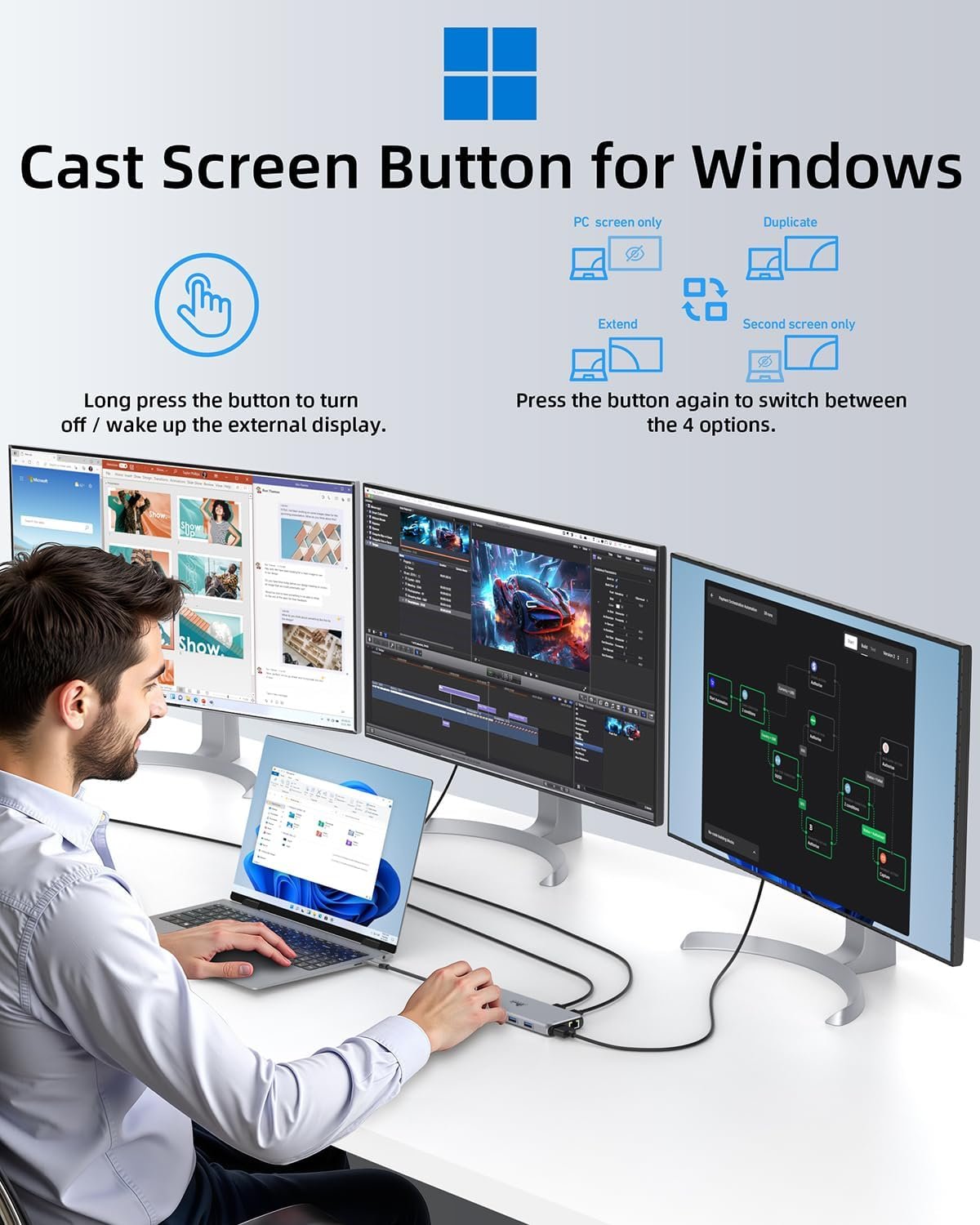 Ultimate 13-in-1 USB C Dock: Triple Display & 8 Ports! - Image 9