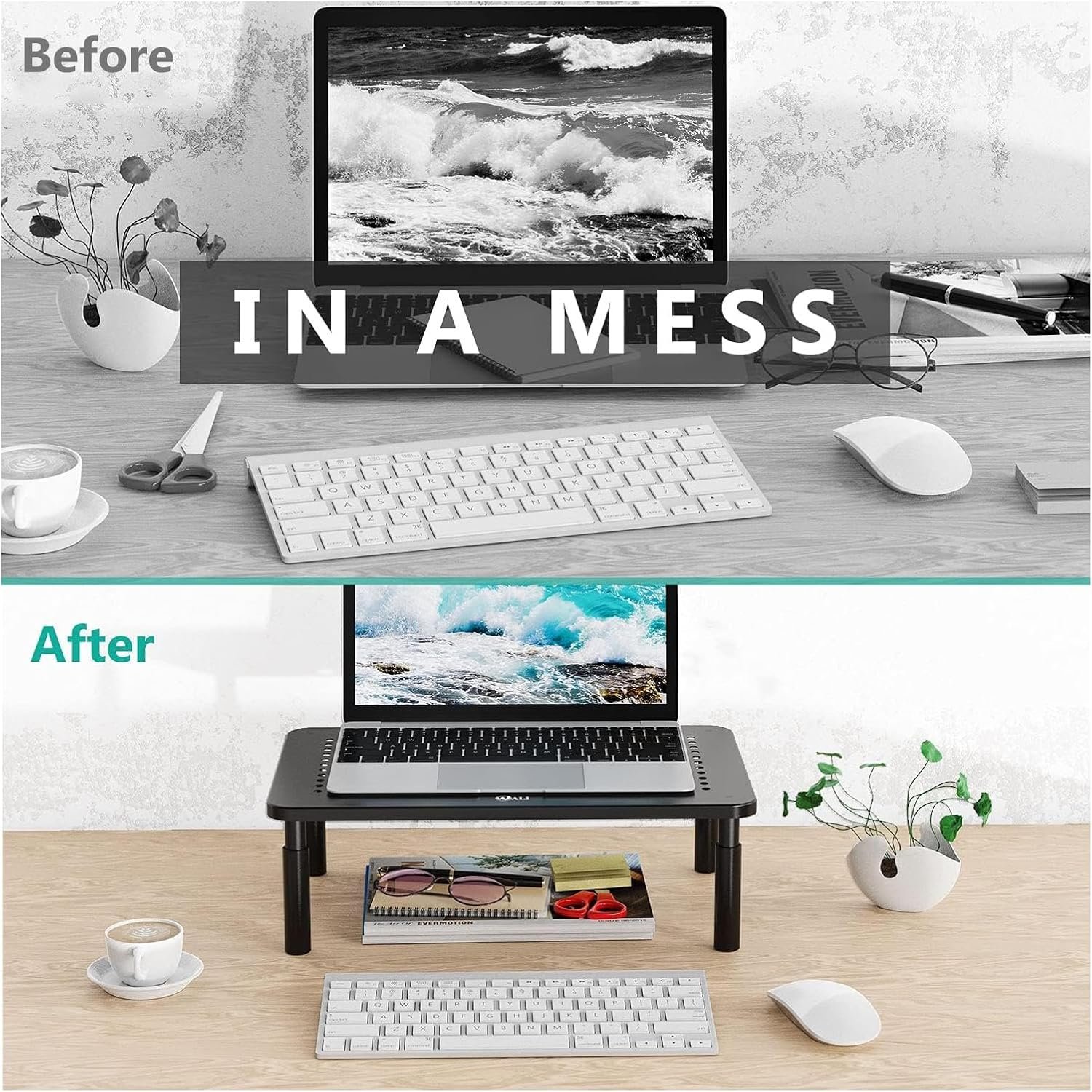 Upgrade Your Space: WALI Adjustable Monitor Stand & Storage - Image 7