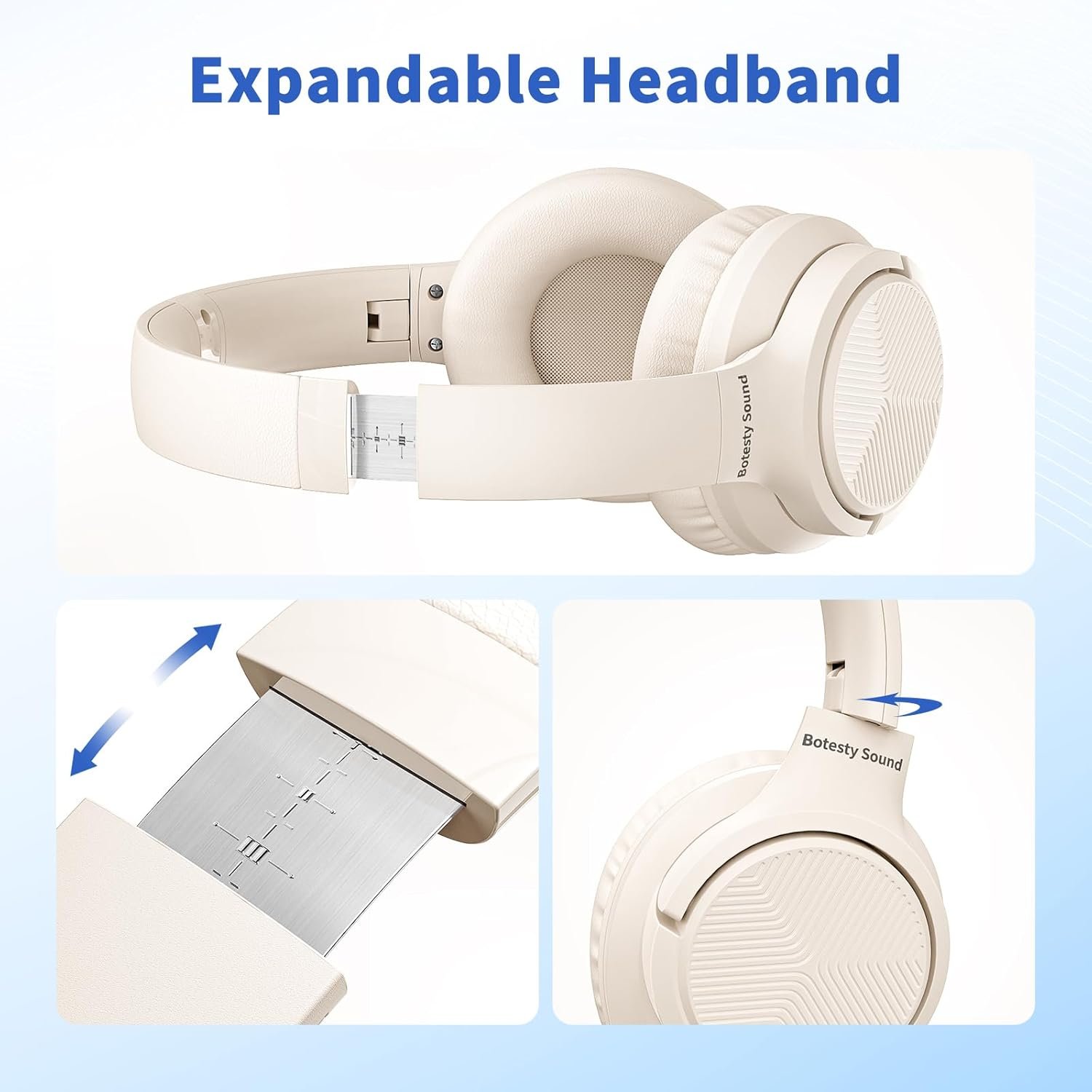 Comfortable Wired Over-Ear Headphones with Microphone – Beige - Image 4