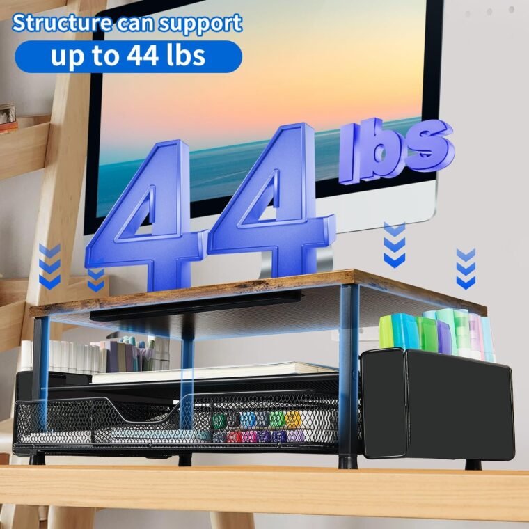 Elevate Your Workspace: 2-Tier Wood Desk Organizer & Stand - Image 6