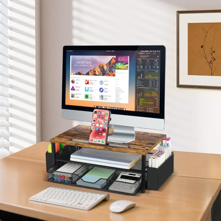 Elevate Your Workspace: 2-Tier Wood Desk Organizer & Stand - Image 7