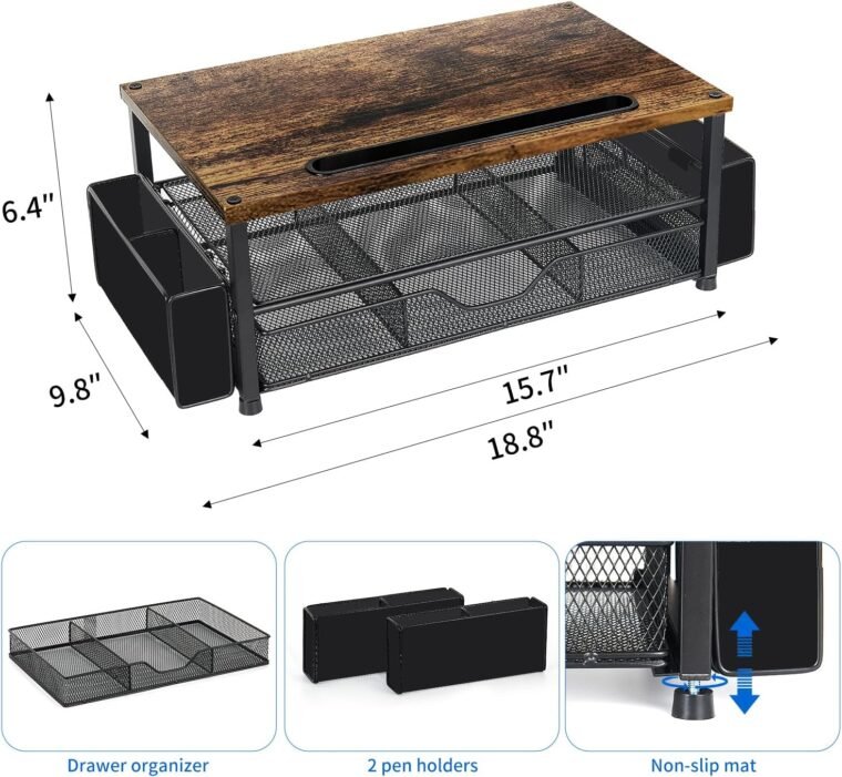 Elevate Your Workspace: 2-Tier Wood Desk Organizer & Stand - Image 8