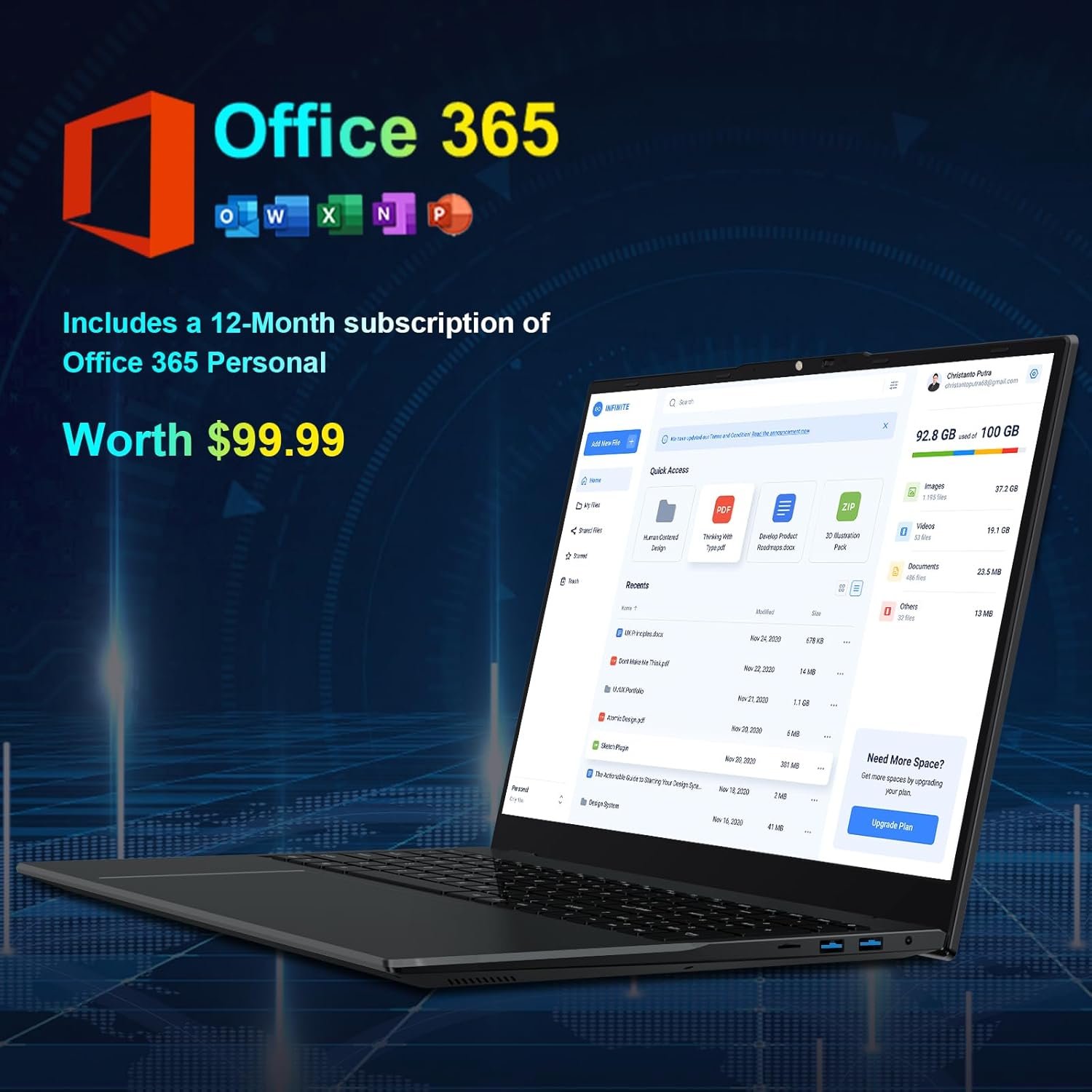 Jump into Productivity: 17.6” Laptop with 16GB RAM & Office 365! - Image 4