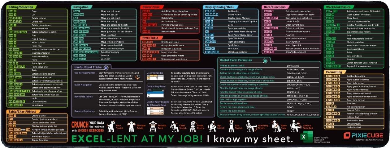 Ultimate XL Excel Shortcut Mouse Pad: Non-Slip Cheat Sheet! - Image 8