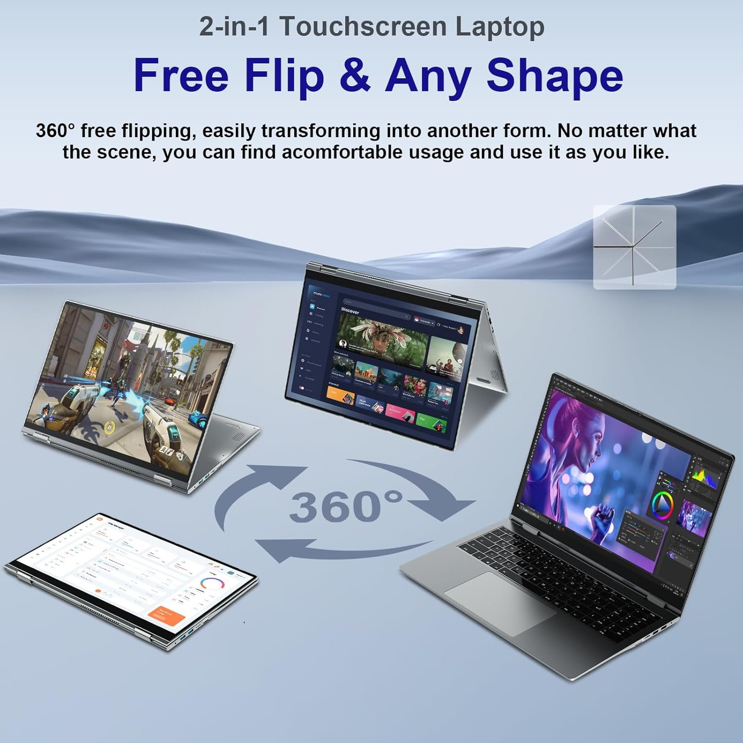 Unlock Versatility: 16" Convertible Laptop with FHD Touchscreen! - Image 3