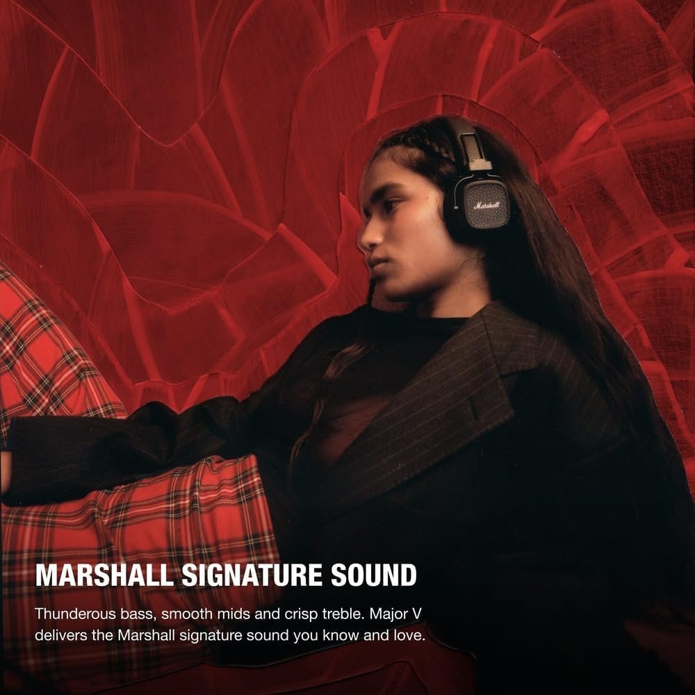 Marshall Major V: Ultimate Black Wireless Bluetooth Headphones - Image 3