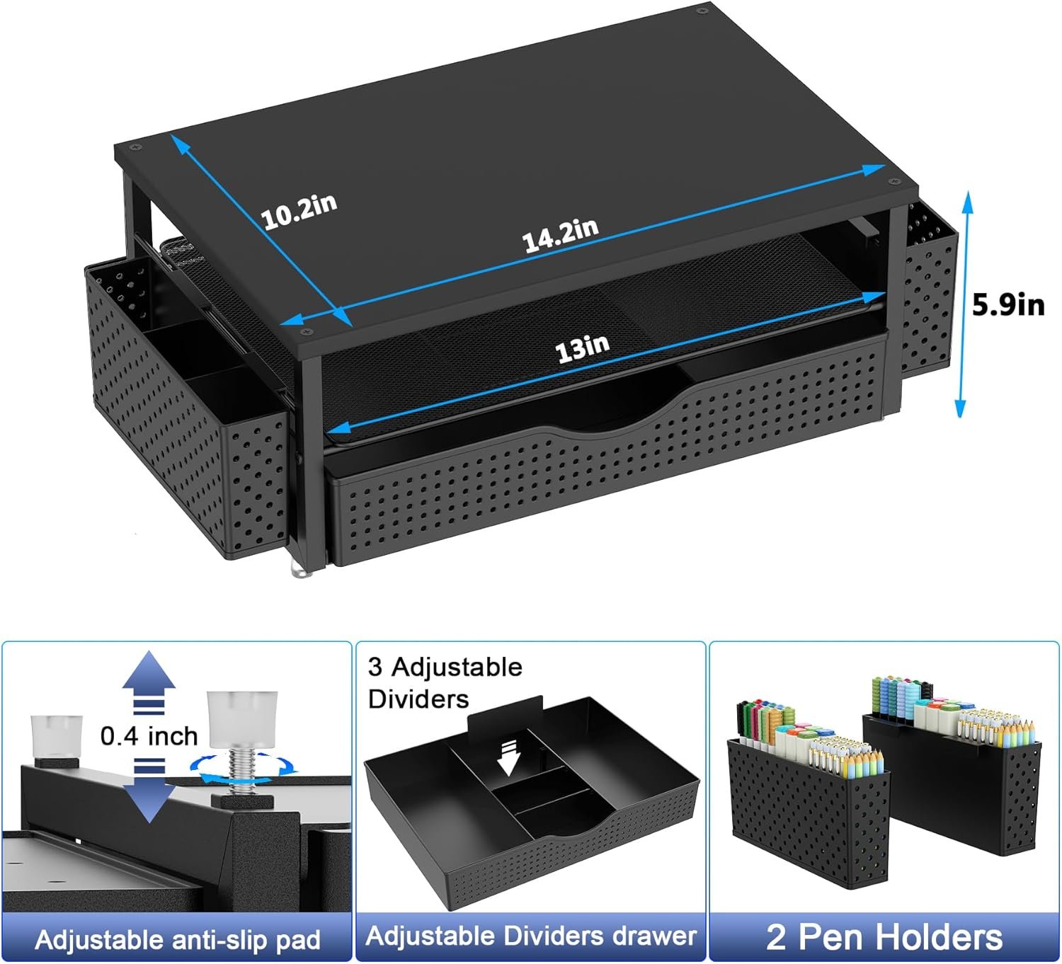 Smart Desk Organizer: Riser & 2 Pen Holders for a Clutter-Free Workspace! - Image 6