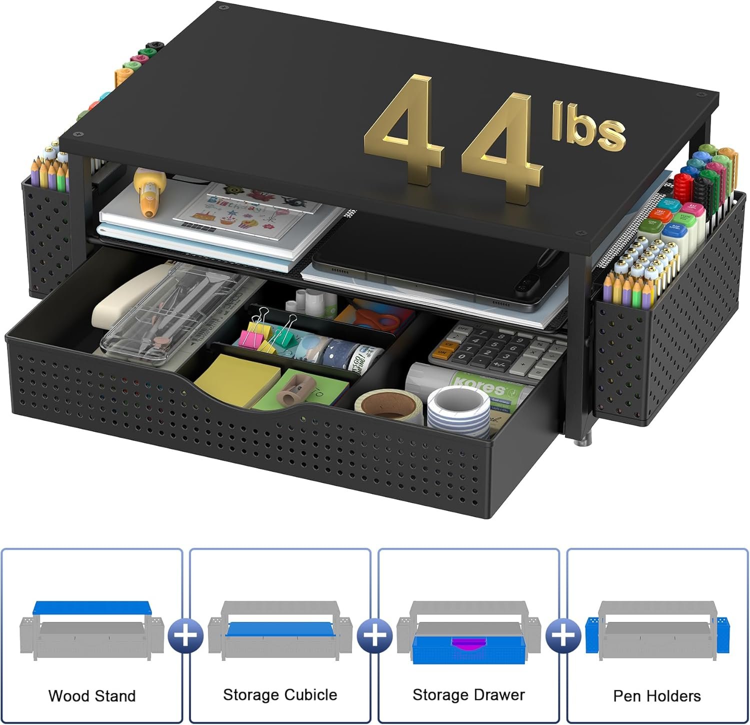 Smart Desk Organizer: Riser & 2 Pen Holders for a Clutter-Free Workspace! - Image 7