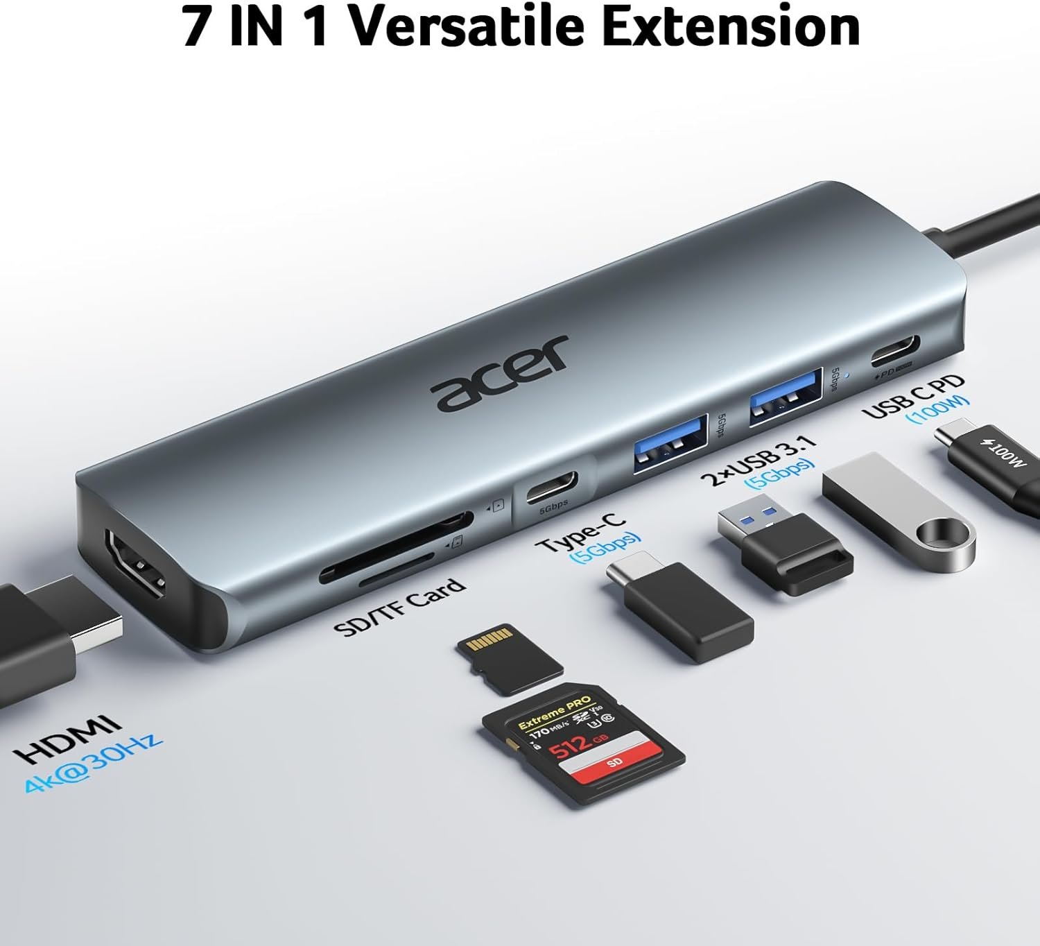 Unlock Connectivity: Acer USB C Hub 7-in-1 Adapter & Charger! - Image 3