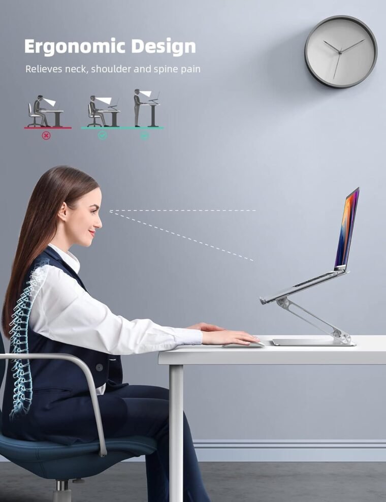Elevate Comfort: Lamicall Adjustable Laptop Stand - Silver - Image 3