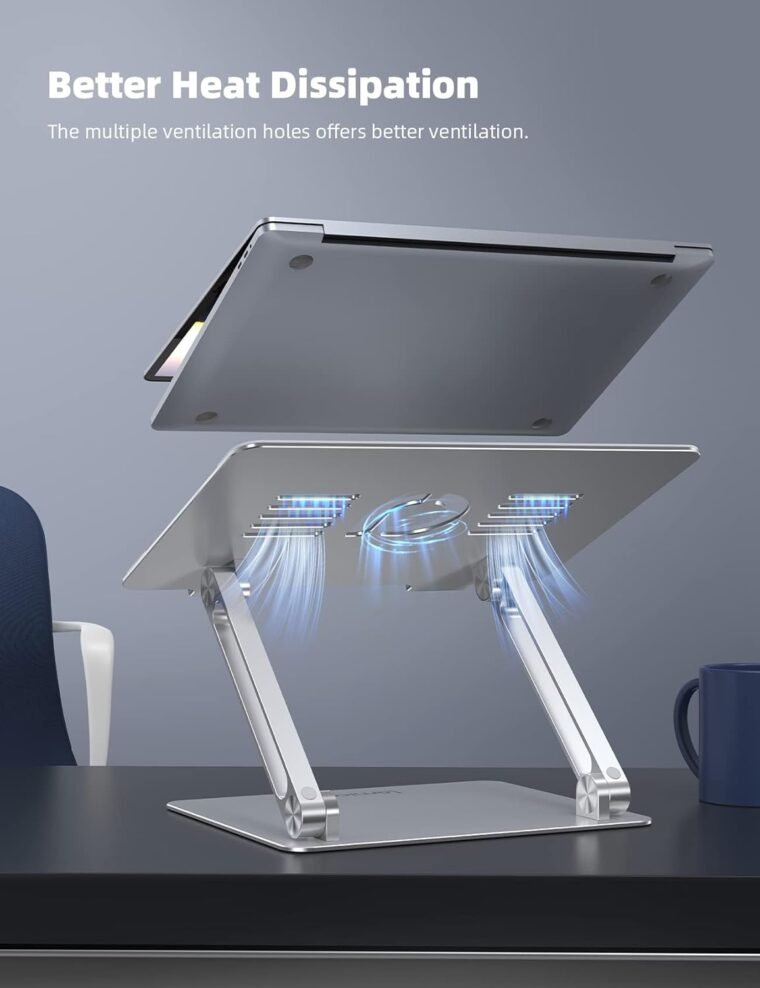 Elevate Comfort: Lamicall Adjustable Laptop Stand - Silver - Image 4