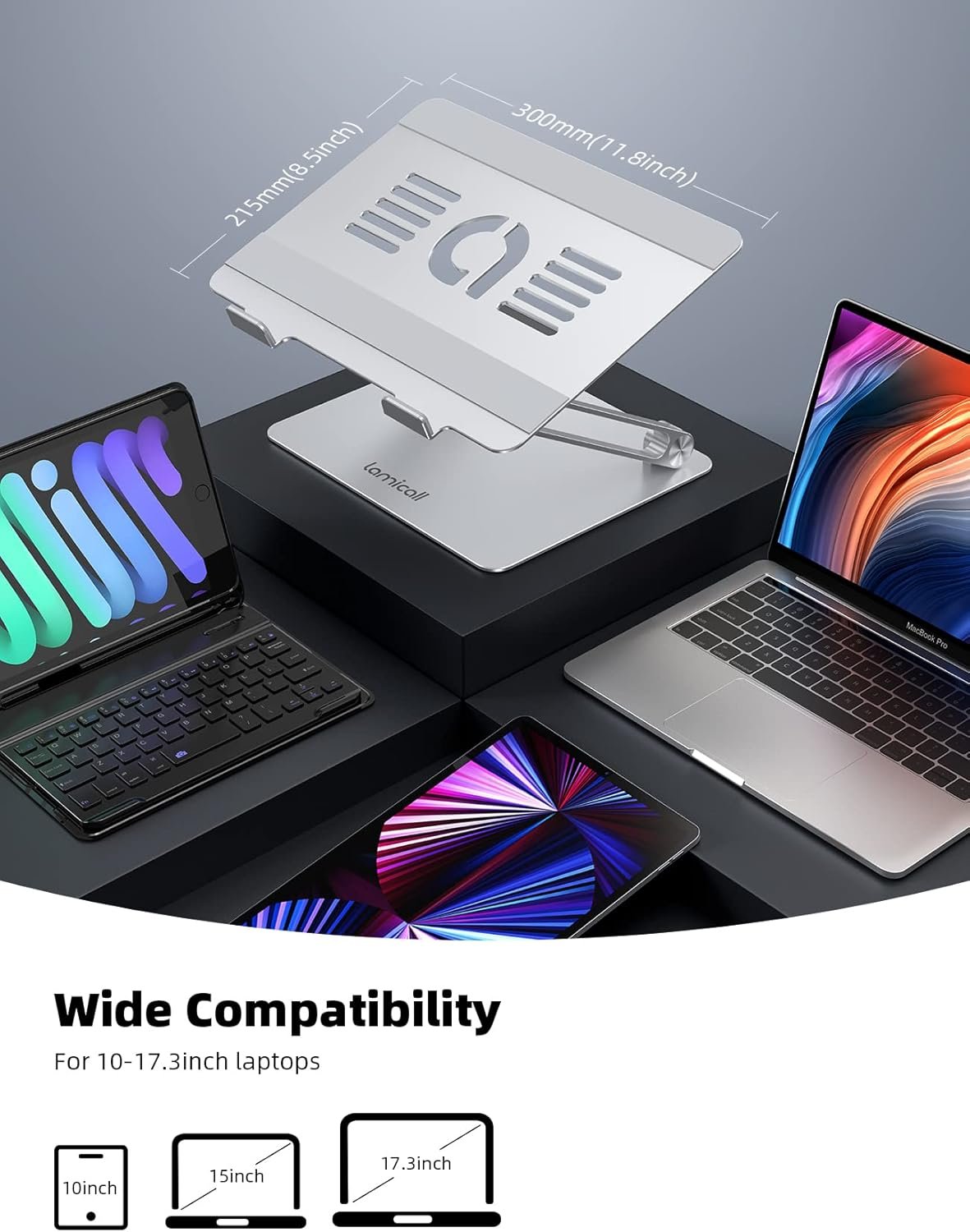 Elevate Comfort: Lamicall Adjustable Laptop Stand - Silver - Image 5