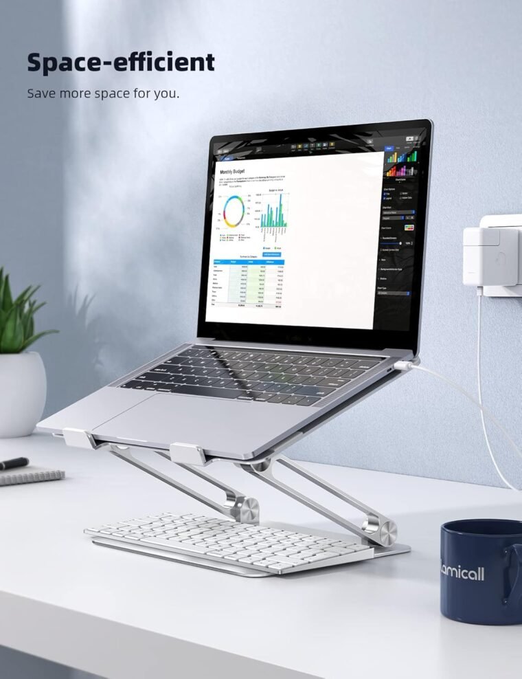 Elevate Comfort: Lamicall Adjustable Laptop Stand - Silver - Image 7
