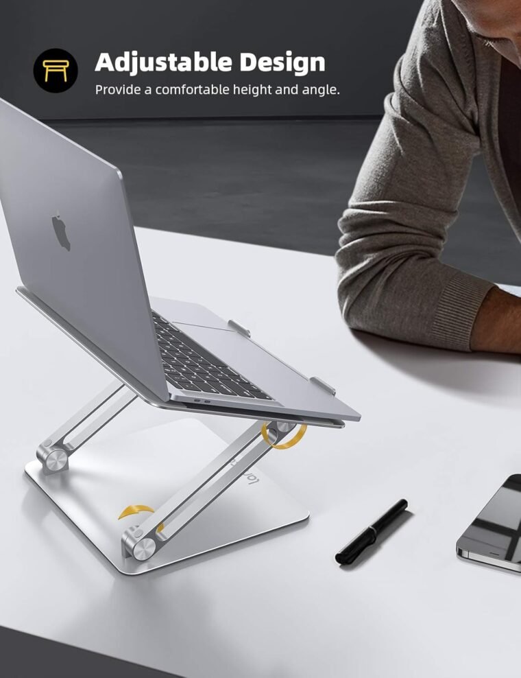 Elevate Comfort: Lamicall Adjustable Laptop Stand - Silver - Image 8