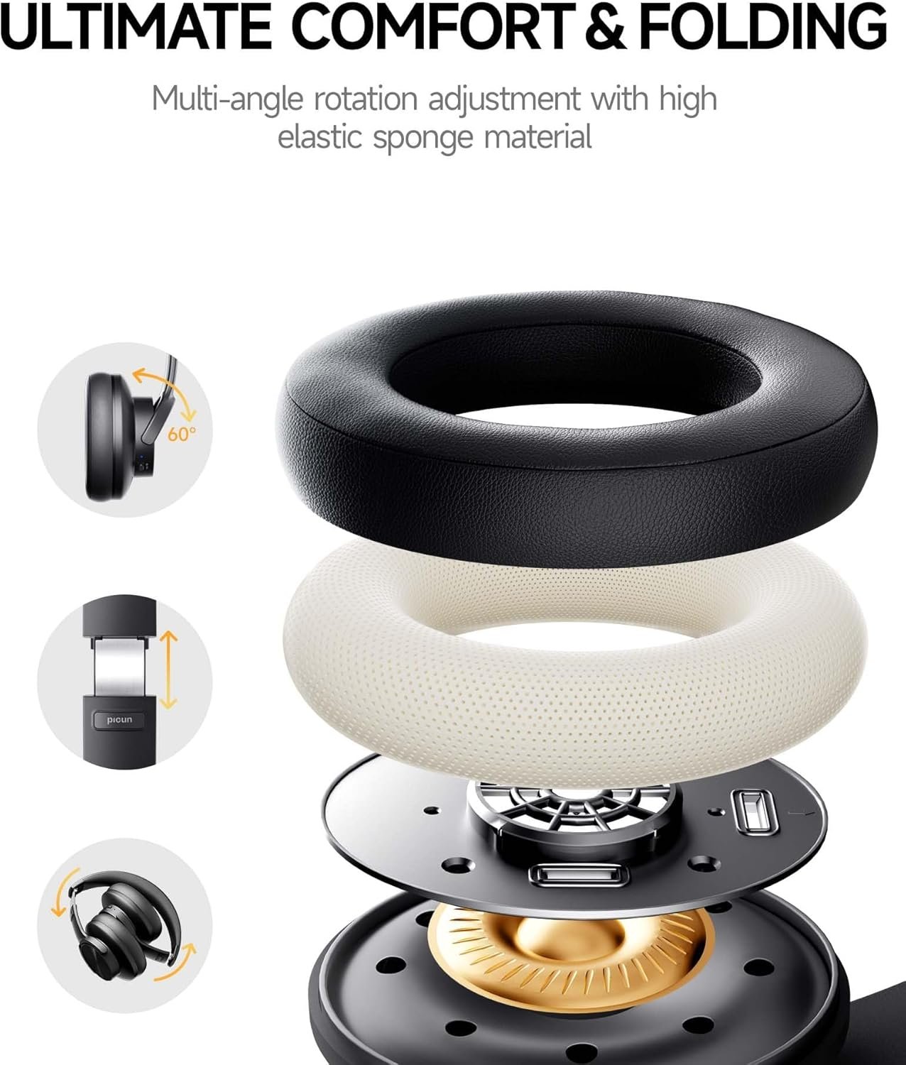 Picun B8 Bluetooth Headphones: 120H Playtime & EQ Modes! - Image 6