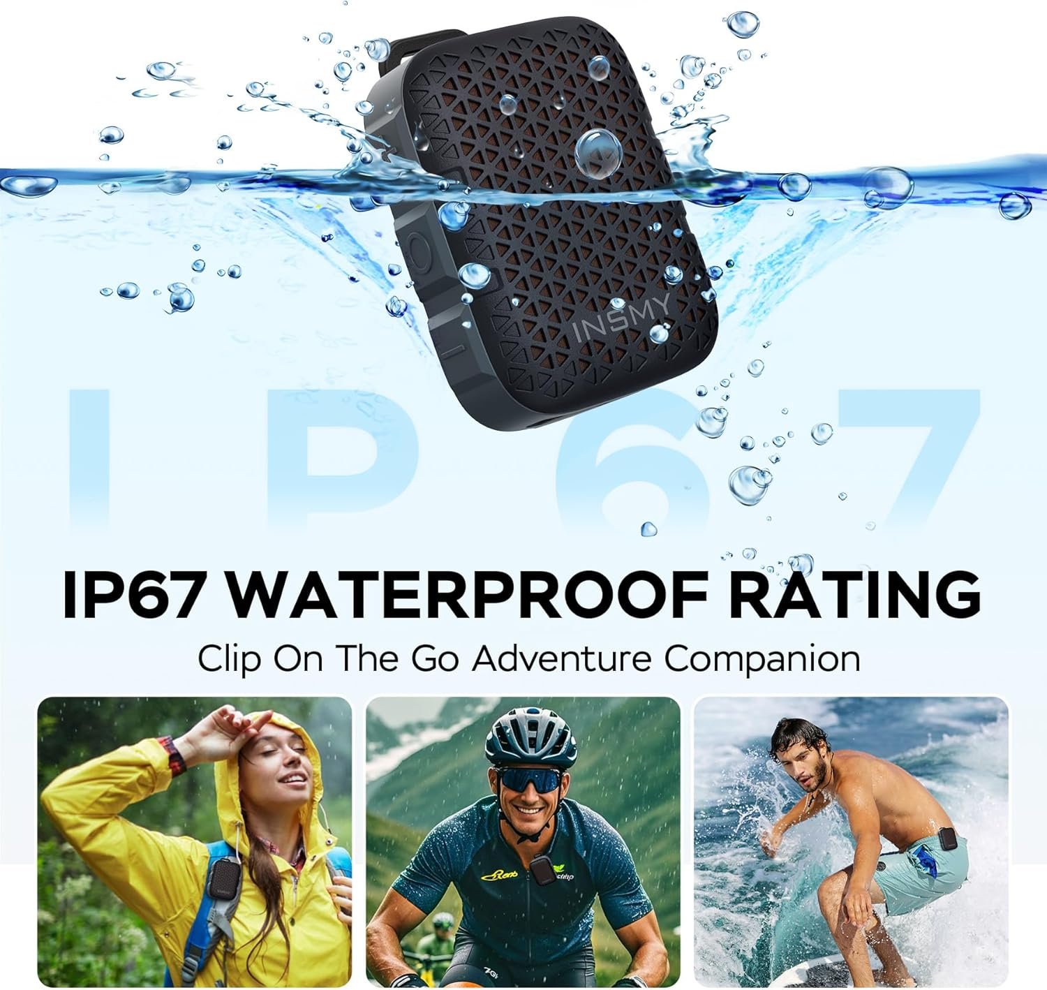 INSMY Bluetooth Speakers: Waterproof Clip-On Perfect for Golf! - Image 3