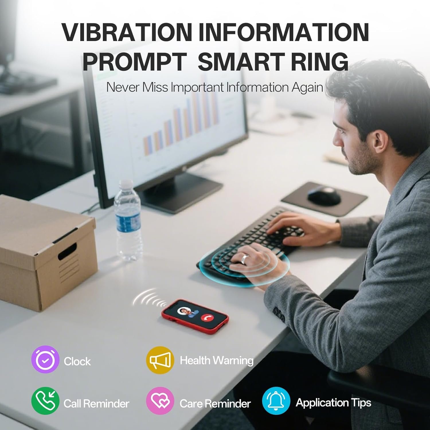 Smart Health Tracker Ring: Vibration Alerts & Body Temp Monitor! - Image 4