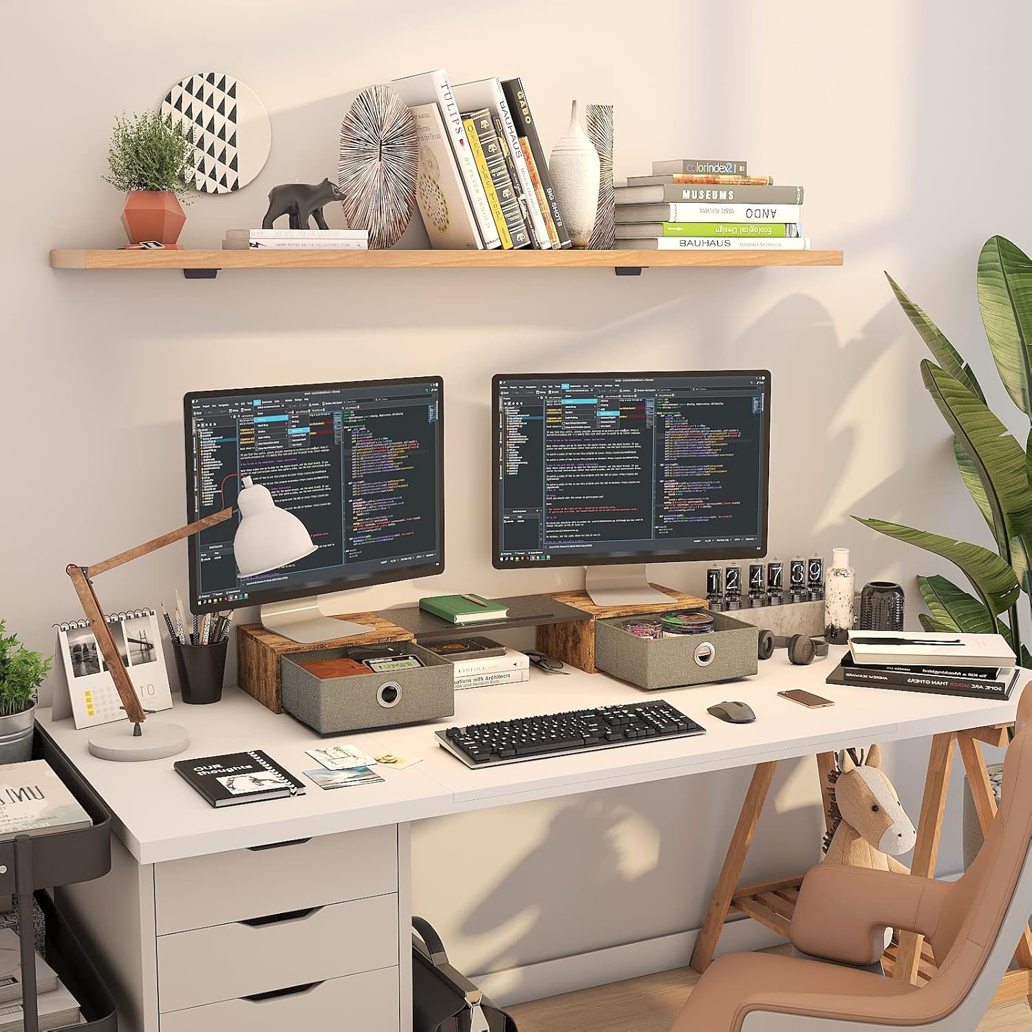 Maximize Space: WESTREE Dual Monitor Stand with Storage! - Image 4