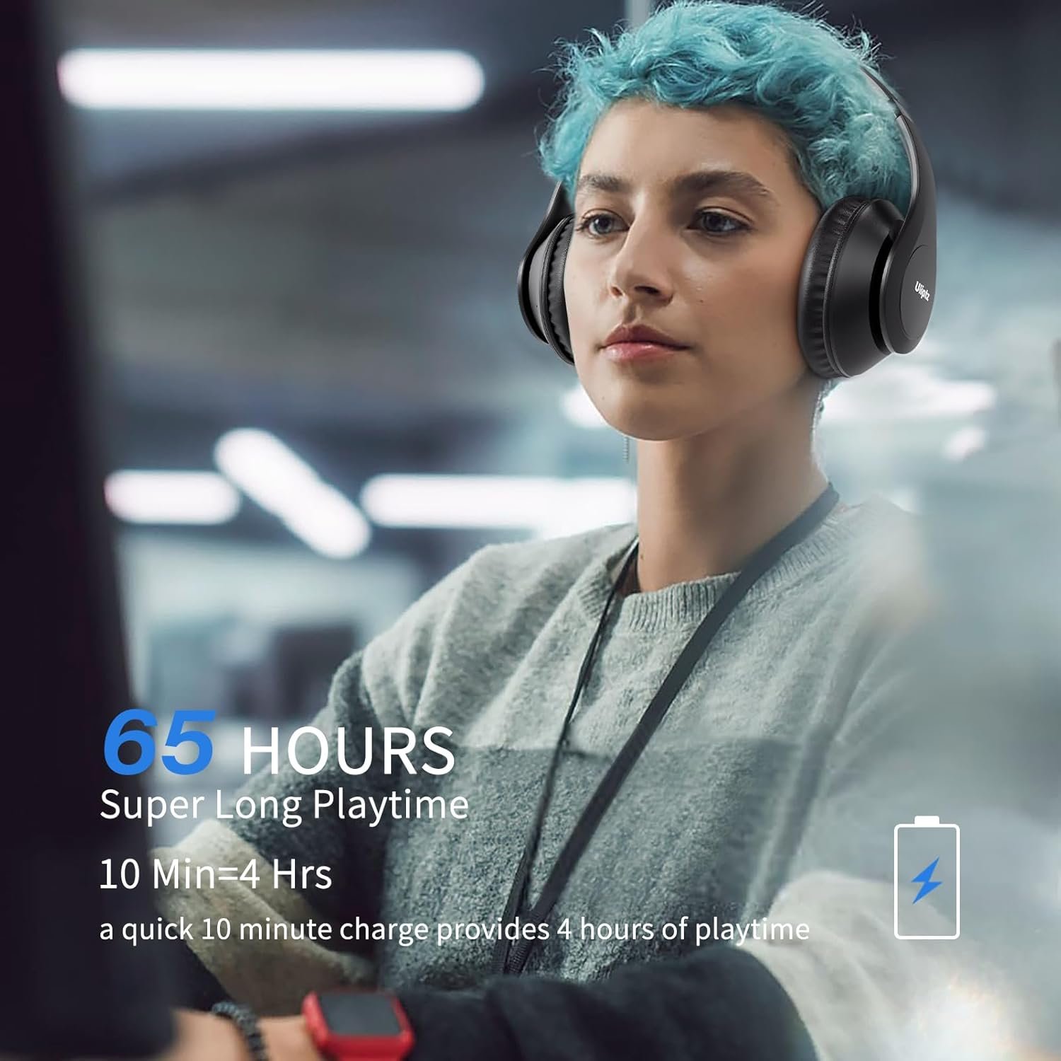Uliptz Bluetooth Headphones: 65H Playtime & 6 EQ Modes! - Image 4