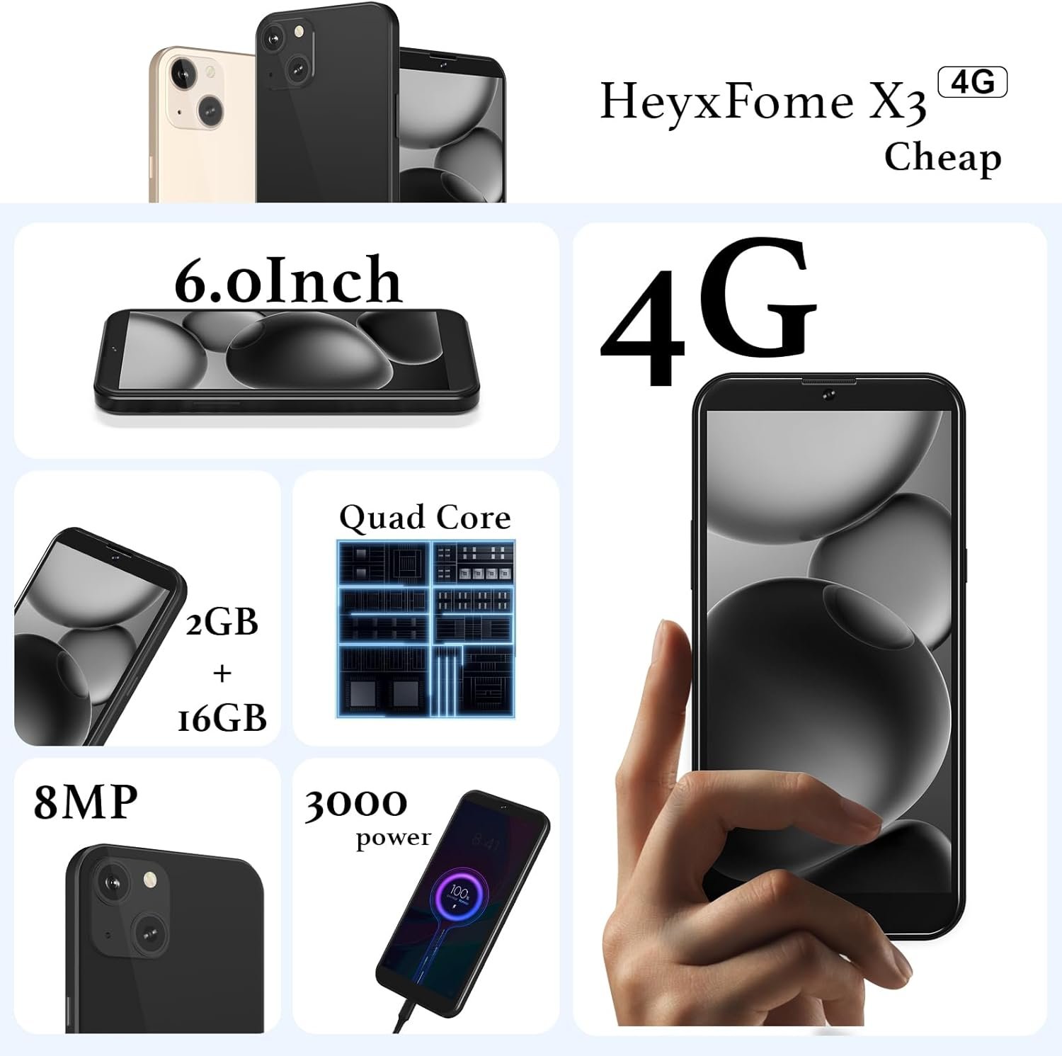 X3a 2025: 6” Unlocked 4G Phone, 2GB RAM, Dual SIM! - Image 3