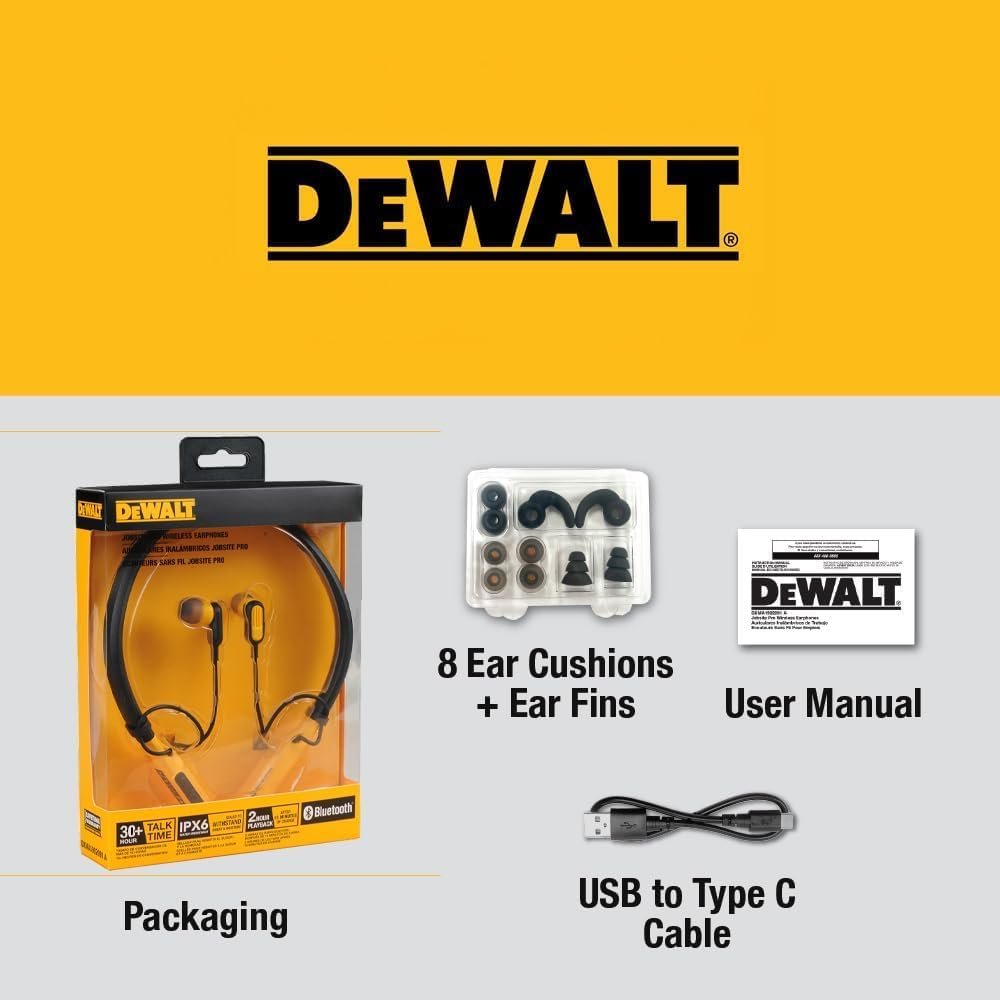 DEWALT Bluetooth Neckband Headphones: 30H Runtime & Noise Isolation! - Image 9