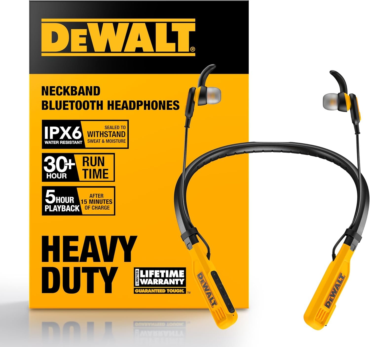 DEWALT Bluetooth Neckband Headphones: 30H Runtime & Noise Isolation! - Image 2