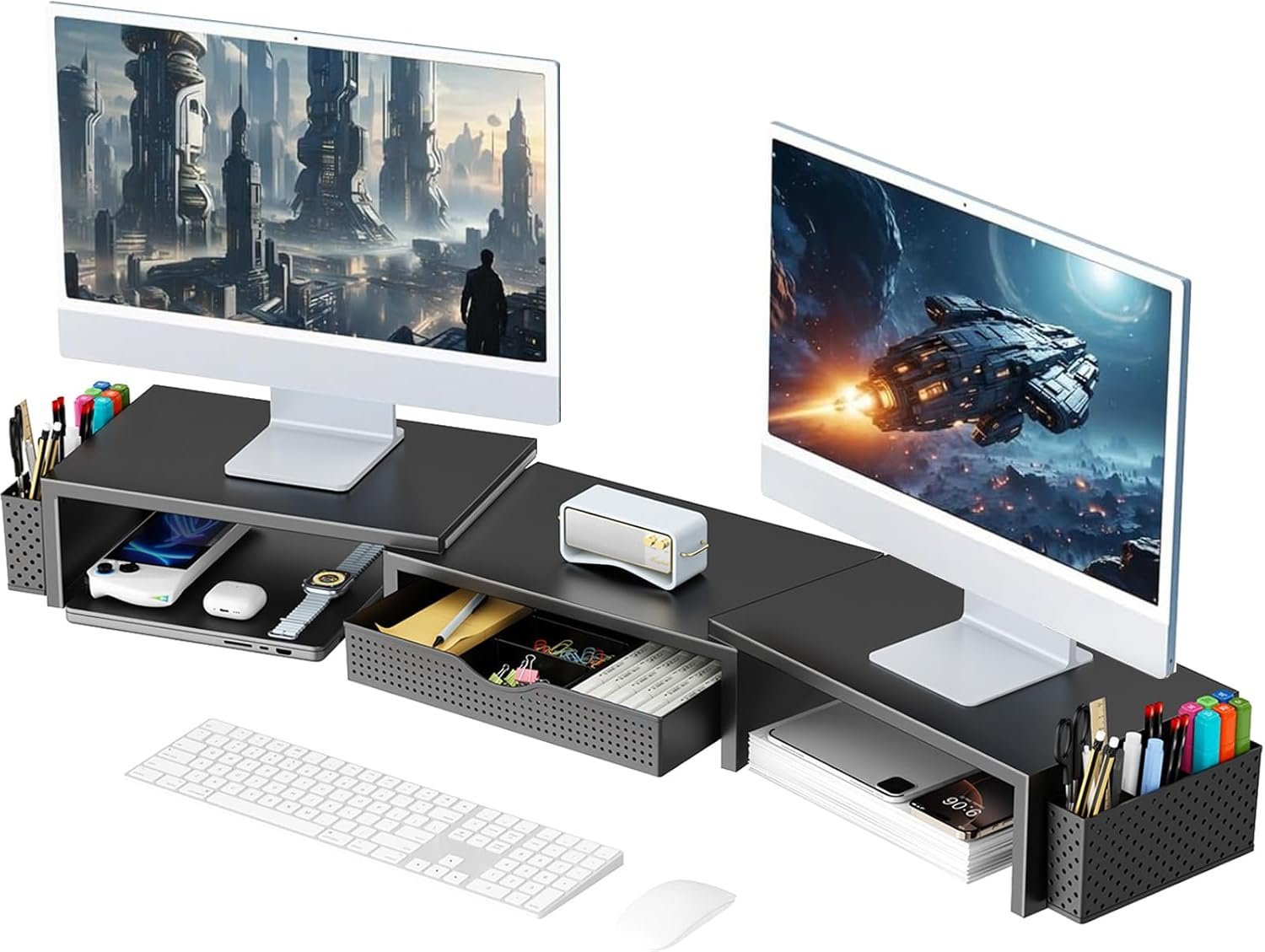 Maximize Space: Gianotter Dual Monitor Stand & Organizer - Image 2