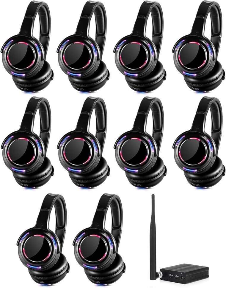 10pcs Wireless Silent Disco Headphones & 500m LED Transmitter - Image 2