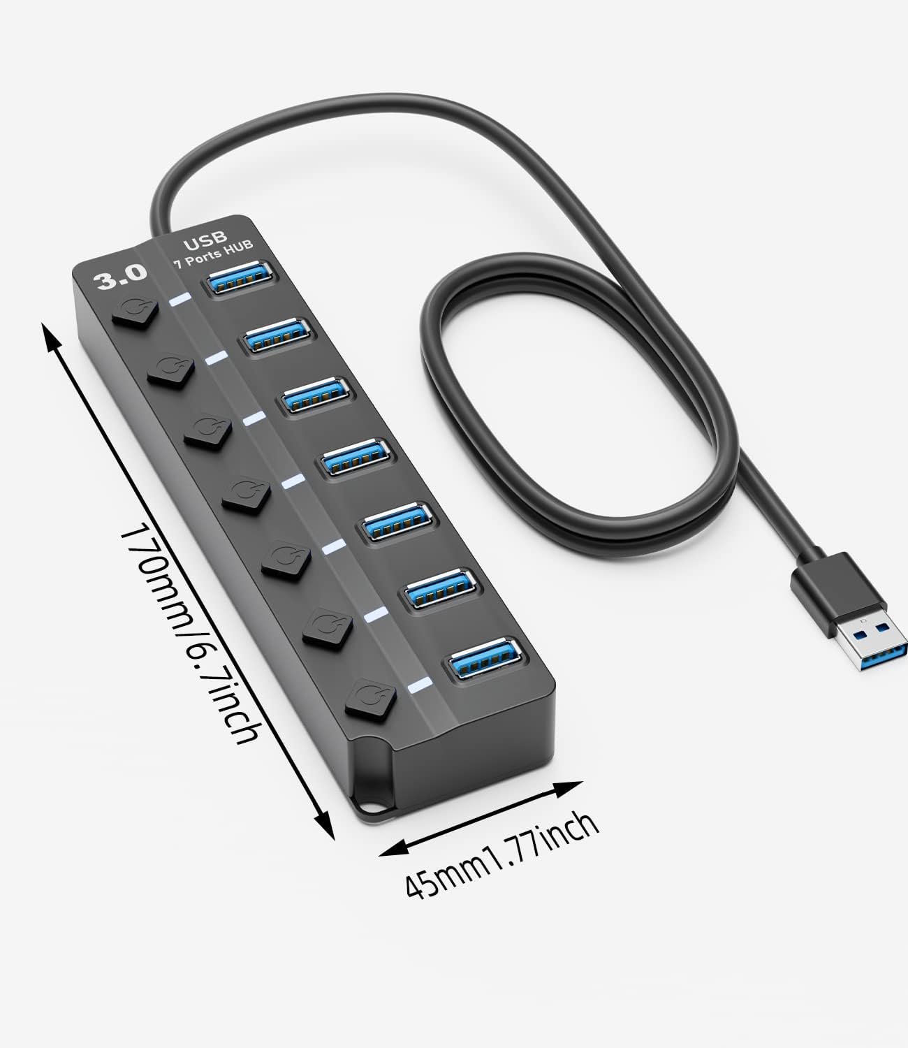 PANPEO 7-Port USB 3.0 Hub: Ultimate Data Hub Splitter! - Image 3