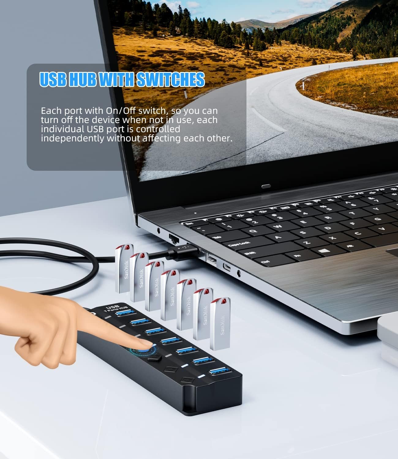 PANPEO 7-Port USB 3.0 Hub: Ultimate Data Hub Splitter! - Image 5
