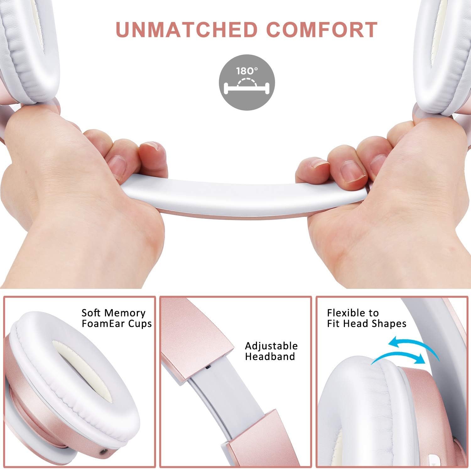 ZIHNIC Bluetooth Headphones: Wireless Comfort in Rose Gold! - Image 5