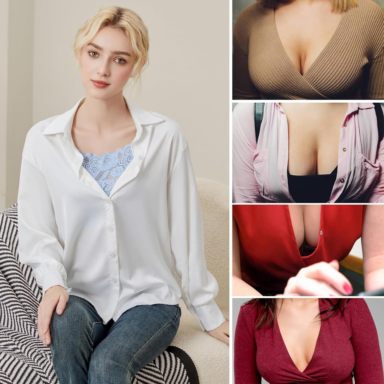 Chic Lady Lace Mock Camisole: Stylish Overlay & Modesty Panel! - Image 3