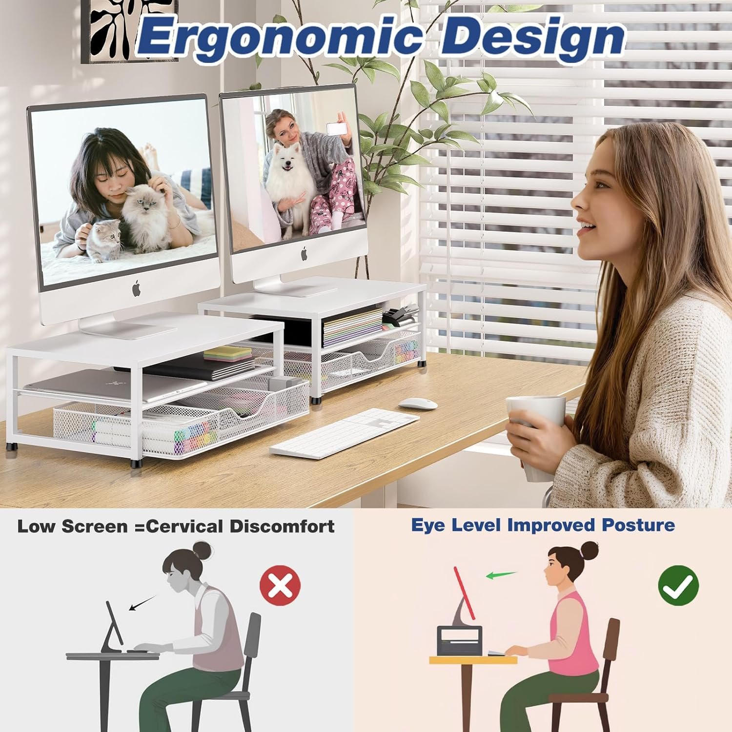 Elevate Your Workspace: 2-Tier Desk Organizer & Monitor Stand - Image 7