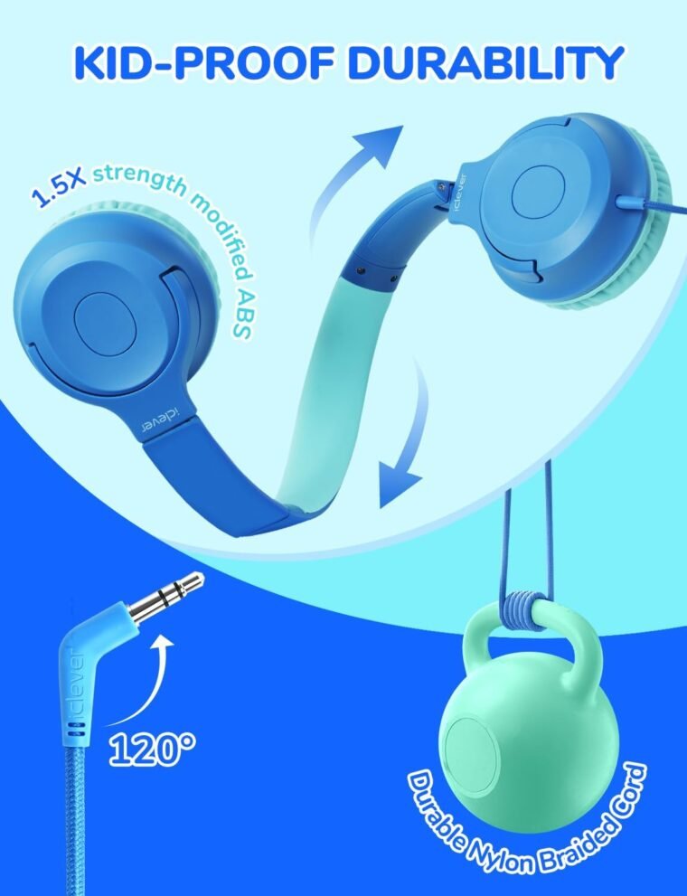 iClever Kids Headphones: Safe 85dBA, Tangle-Free, 5-Pack! - Image 4