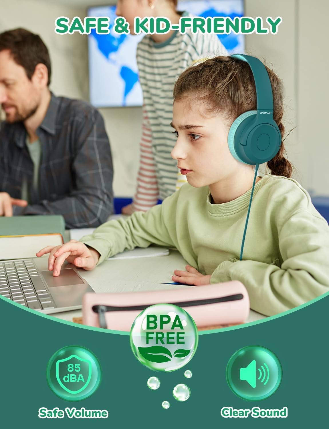 iClever Kids Headphones: Safe 85dBA, Tangle-Free, 5-Pack! - Image 5