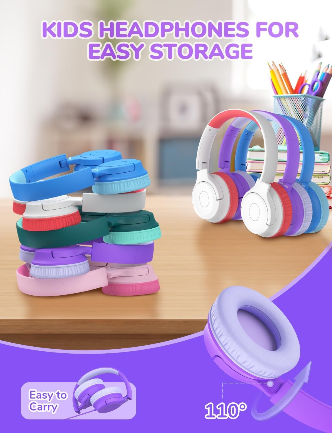 iClever Kids Headphones: Safe 85dBA, Tangle-Free, 5-Pack! - Image 6